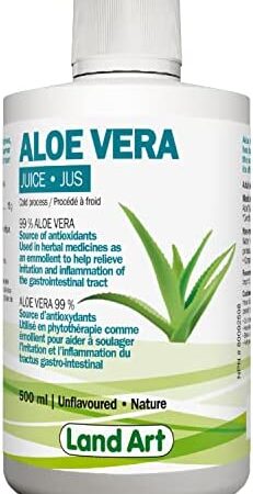 Pure Aloe Vera Juice Unflavoured 500 ml - Cold-Processed – from Organic Fresh Leaves – for Intestinal Issues – Made In Canada