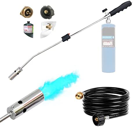 Weed Burner Propane Torch Kit ，10 FT Gas Tank Conversion Hose， Portable Outdoor Lawn and Garden Torch